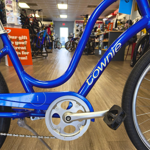 Electra Townie crankset and chainring detail with double chainguard