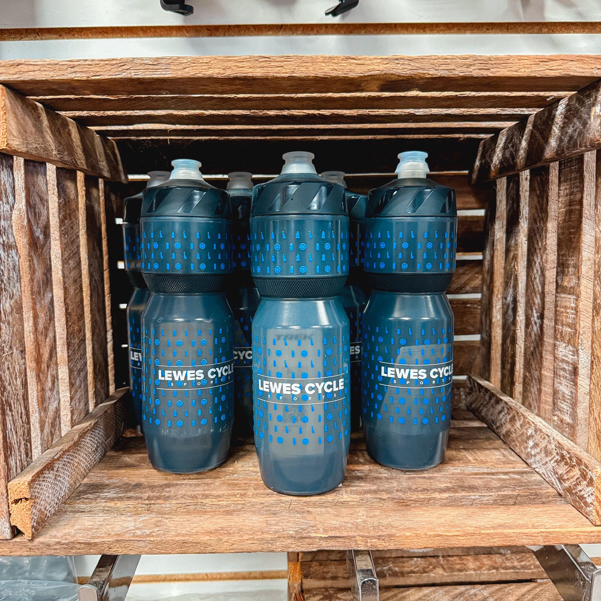 Lewes Cycle Sports branded Trek Voda water bottle with Flow Top cap