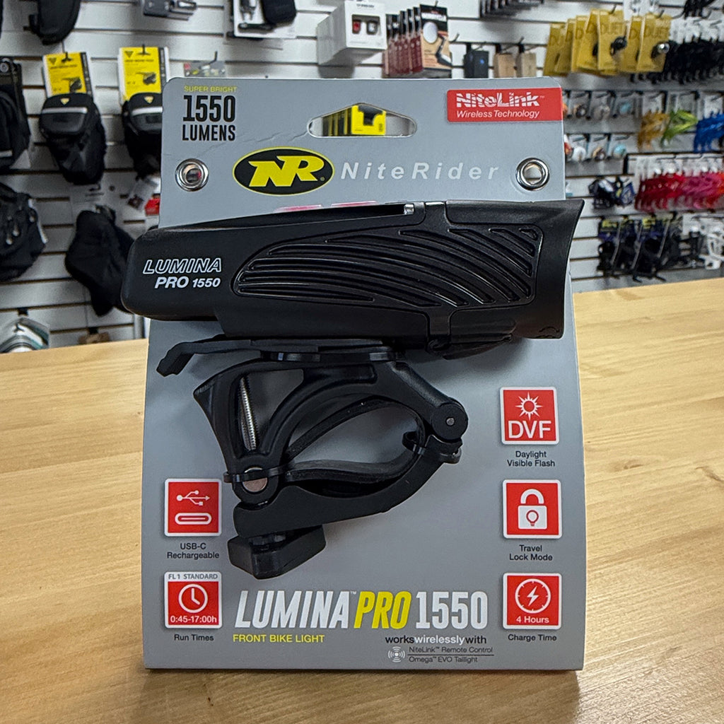 NiteRider Lumina Pro 1550 front bike light in packaging