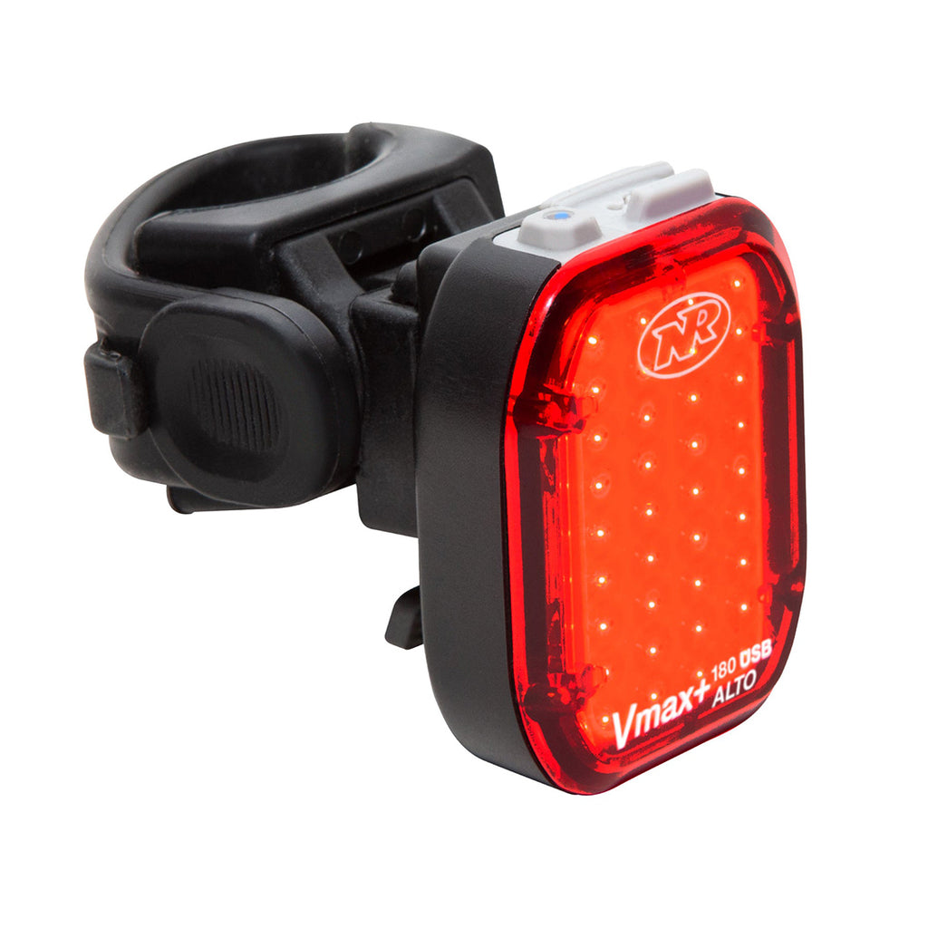 NiteRider Vmax+ 180 ALTO taillight illuminated on white background