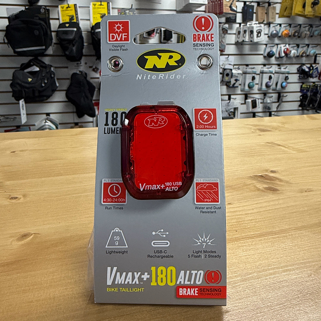 NiteRider Vmax+ 180 ALTO bike taillight in packaging