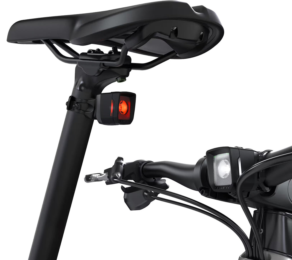 Trek Ion 100 R front light and Flare R City rear light mounted on bike