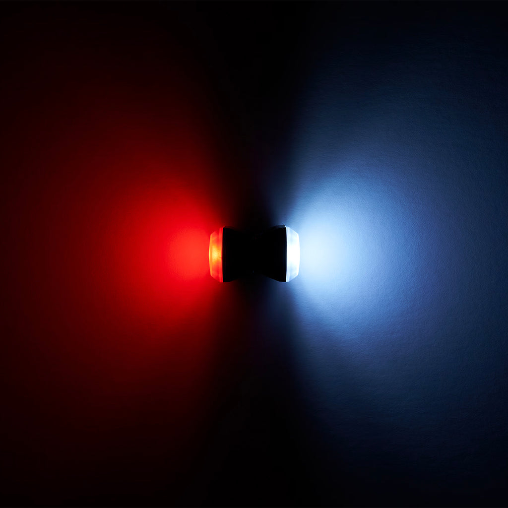 Trek Ion 50 R and Flare R Metro bike lights glowing in the dark